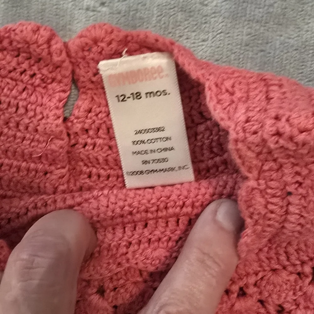 Gymboree Coral Crochet Baby Dress And Floral Cotton Blanket (1028)